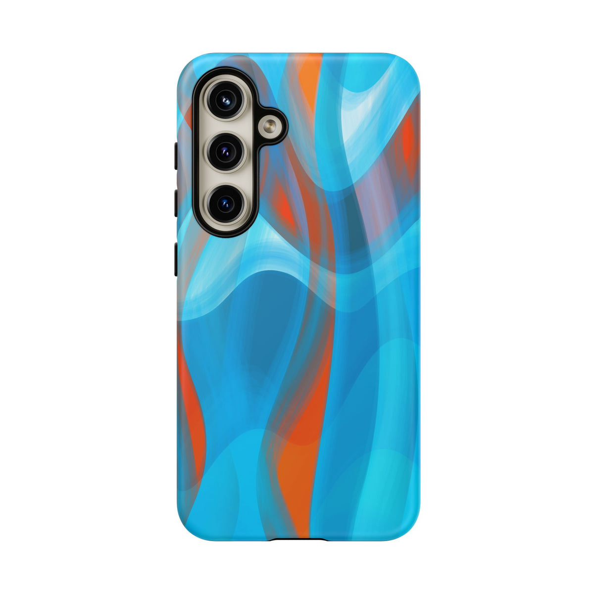 Blue Orange Abstract Phone Case — Swirl Art Tough Phone Cover