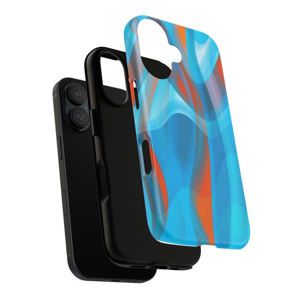 Blue Orange Abstract Phone Case — Swirl Art Tough Phone Cover
