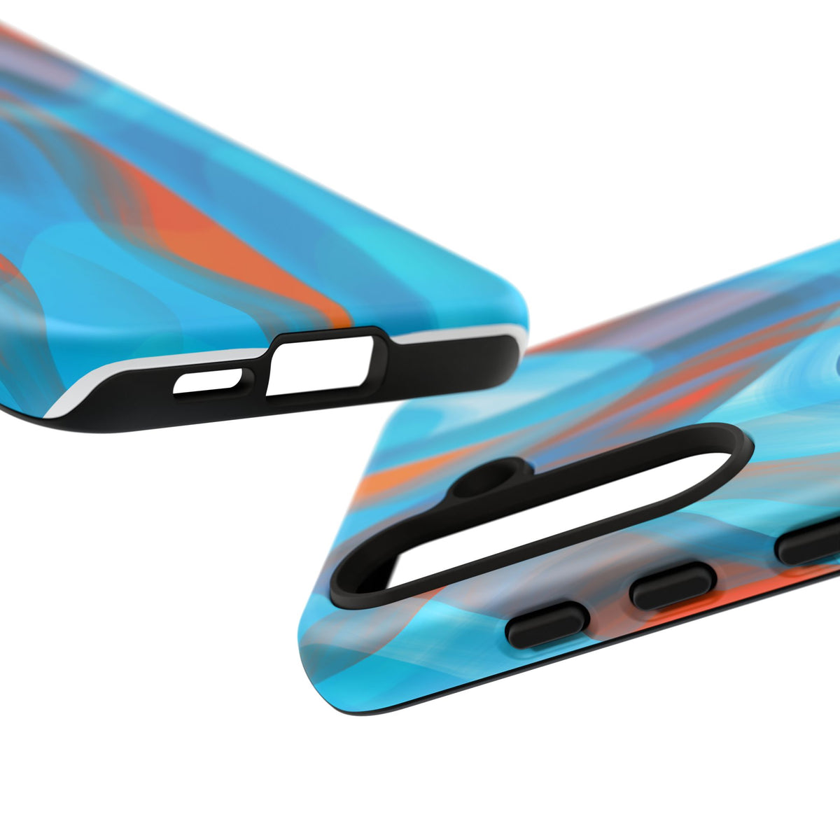 Blue Orange Abstract Phone Case — Swirl Art Tough Phone Cover