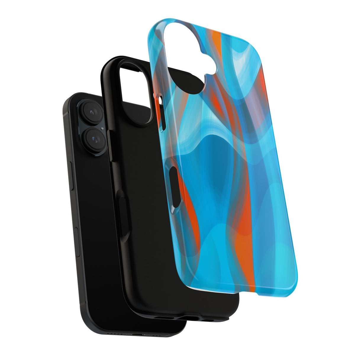 Blue Orange Abstract Phone Case — Swirl Art Tough Phone Cover