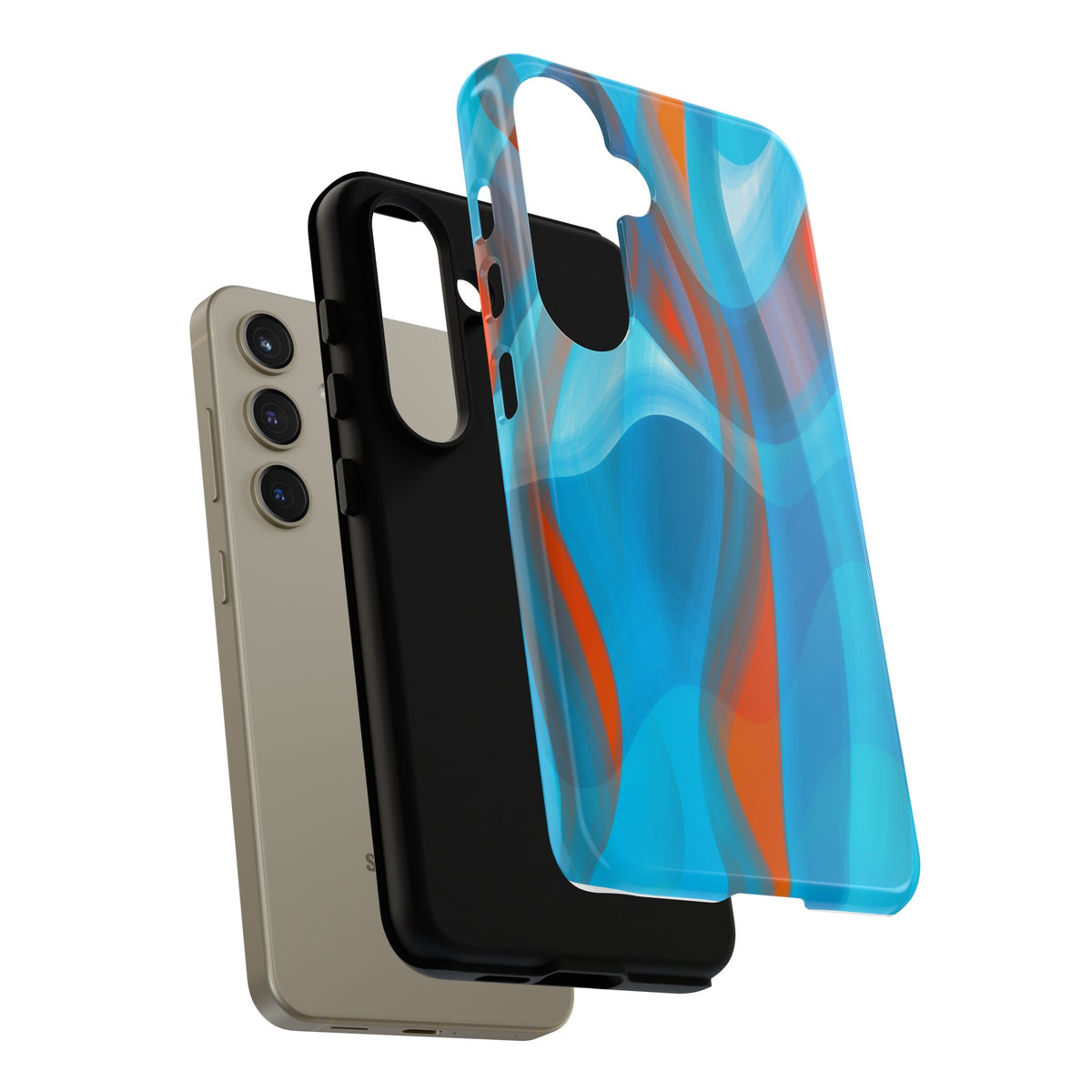 Blue Orange Abstract Phone Case — Swirl Art Tough Phone Cover