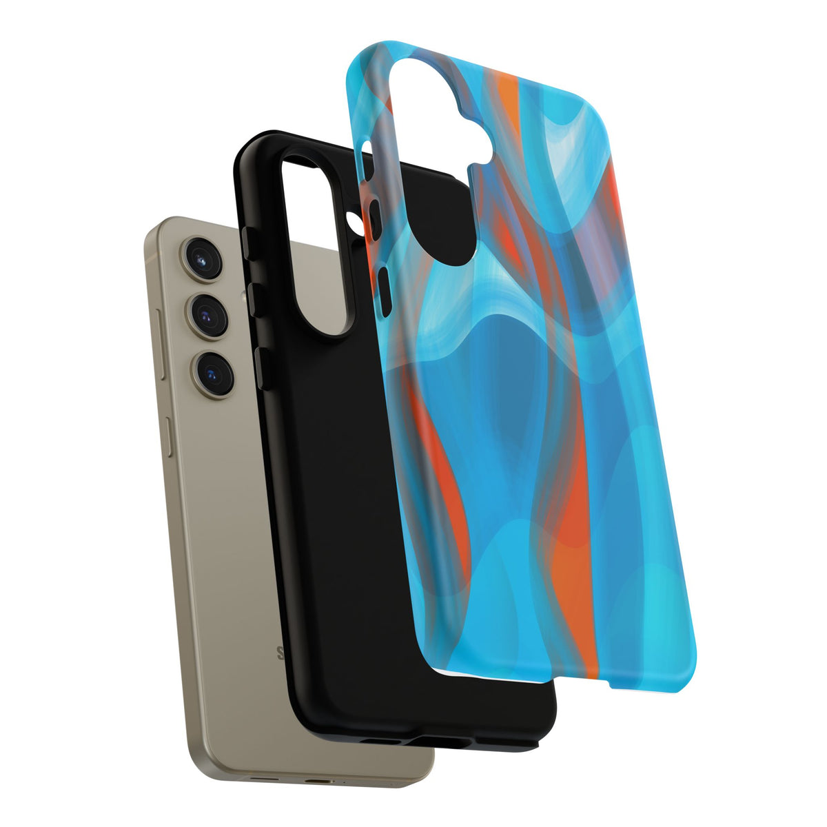 Blue Orange Abstract Phone Case — Swirl Art Tough Phone Cover