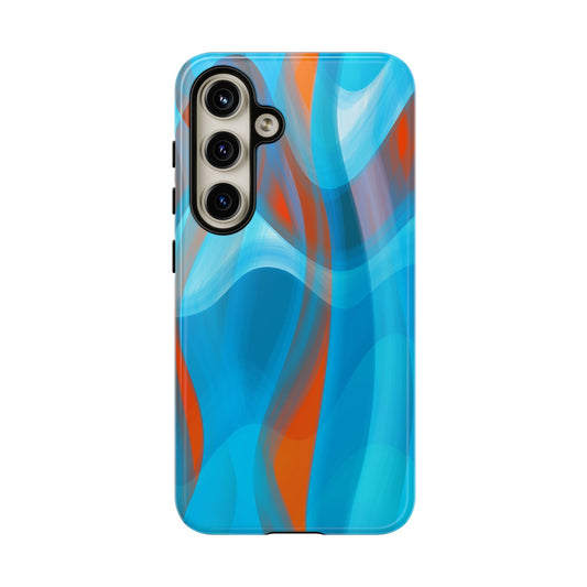Blue Orange Abstract Phone Case — Swirl Art Tough Phone Cover