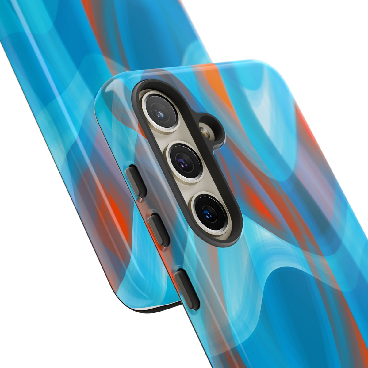 Blue Orange Abstract Phone Case — Swirl Art Tough Phone Cover