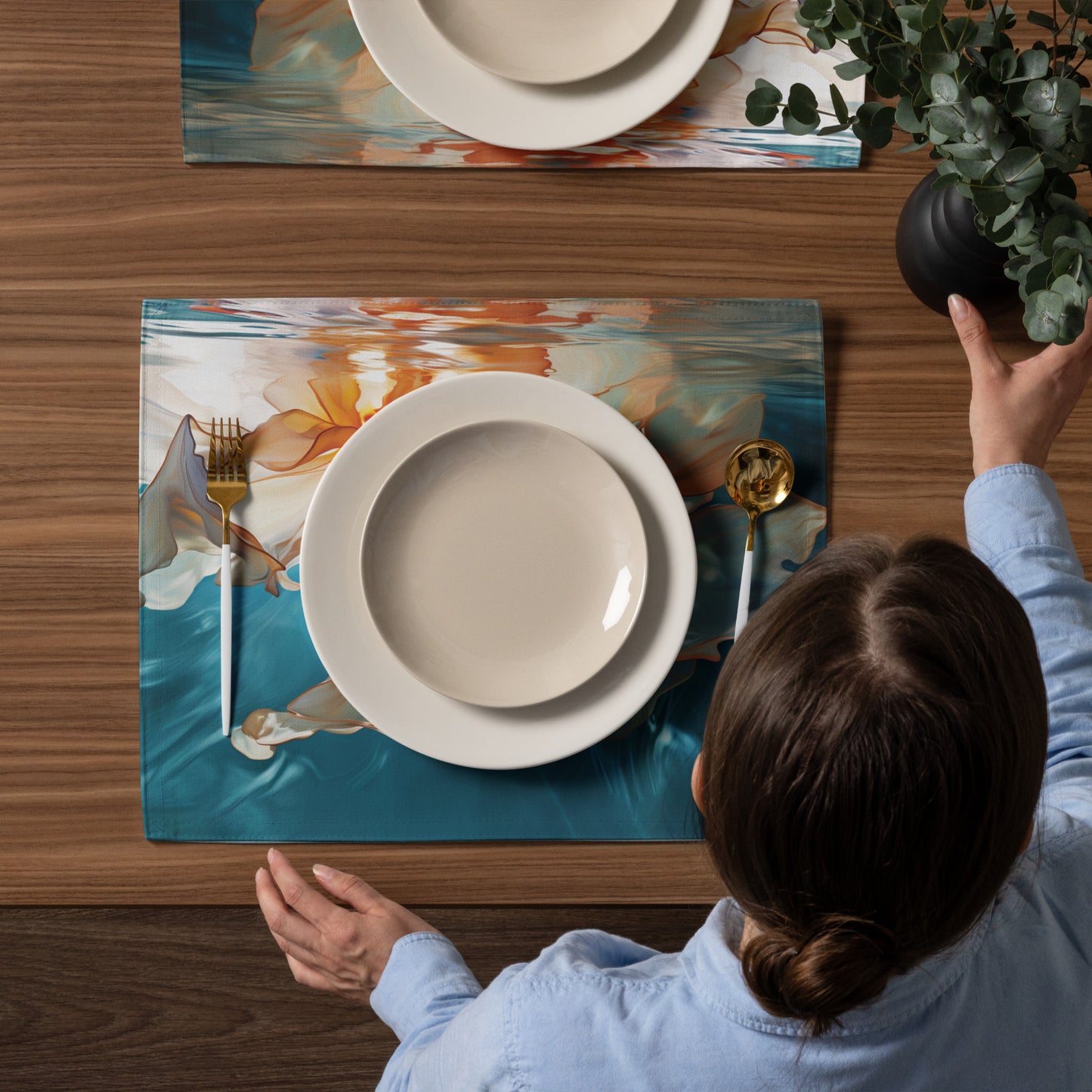 Juego de manteles individuales - Flor flotante